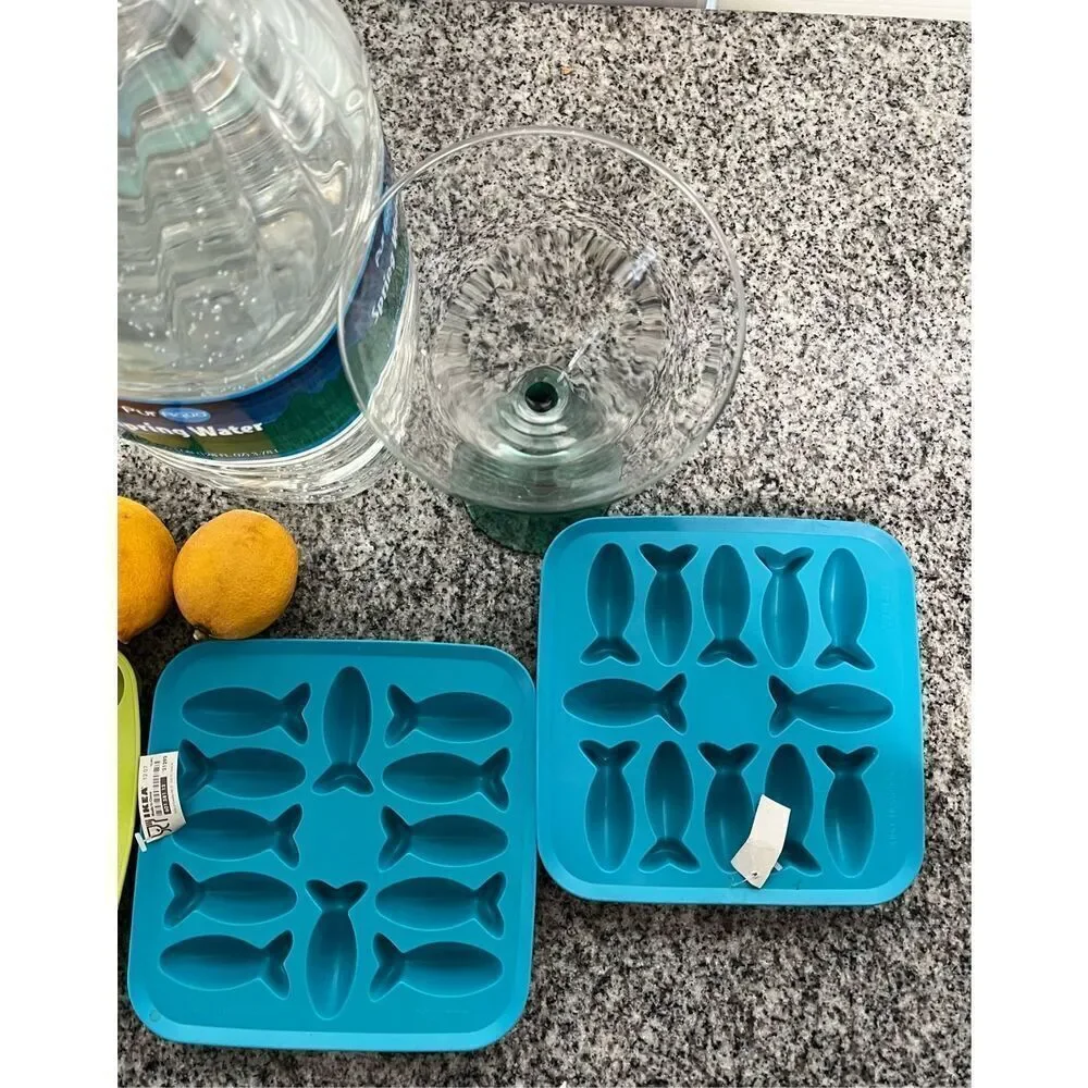 Ikea Lot of 4 Silicone Molds Ice Cubes Fish Heart Mini Donuts for Parties